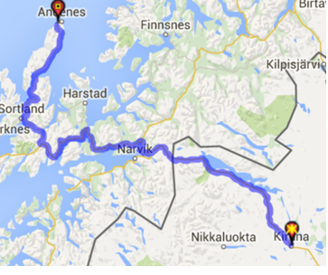 Kiruna - Andenes 428 km