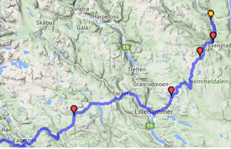 Koppang - Fagernes 180 km